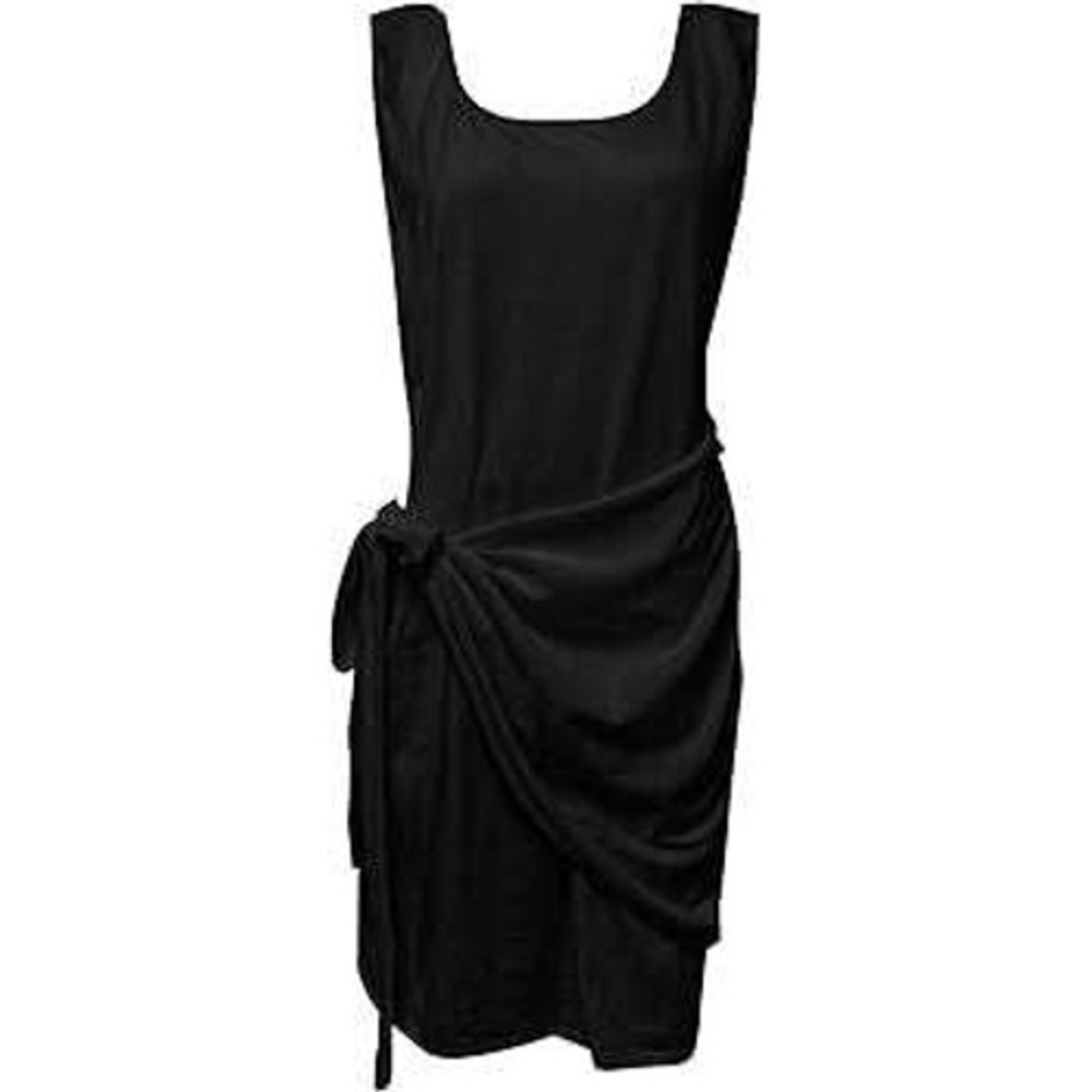 Style & Co Womens Black Sleeveless Side Tie Draped Knit Sheath Women Dress Small
